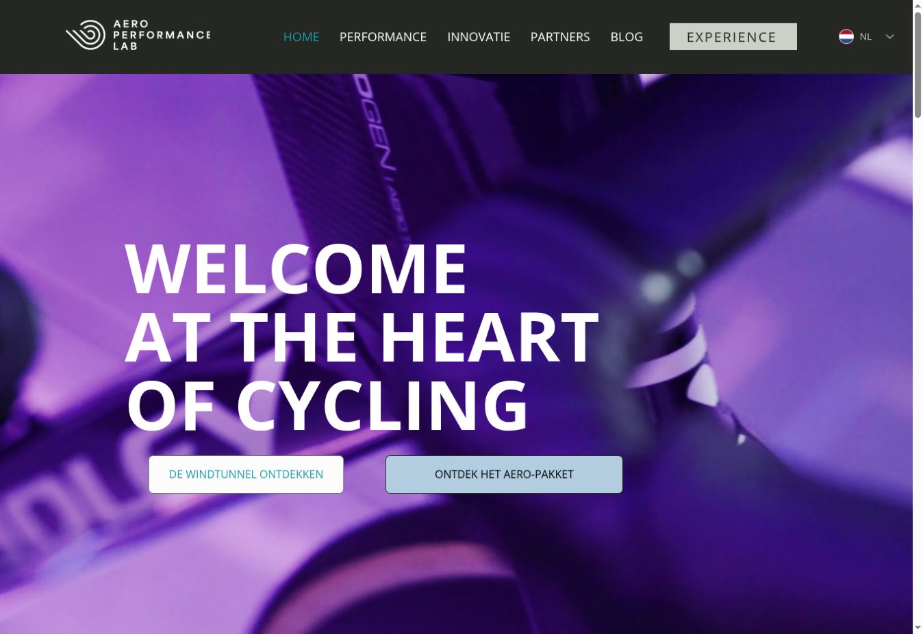 Screenshot of the website of Aero Performance Lab